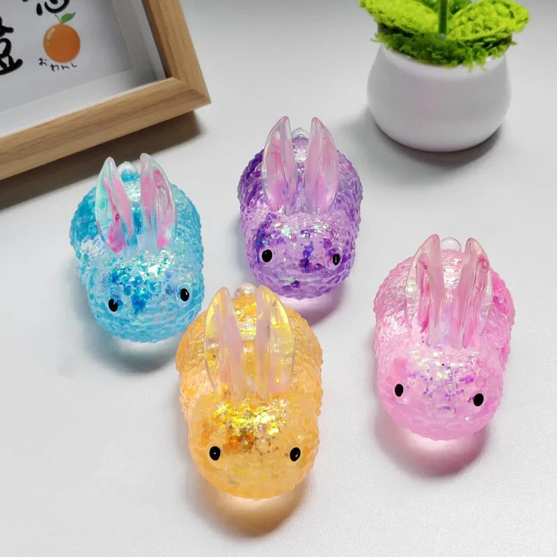 Datgo Anti-Stress-Glitzer-Squishy-Kaninchen – TPR langsamer Rückprall, sensorisches Spielzeug für Kinder & Erwachsene