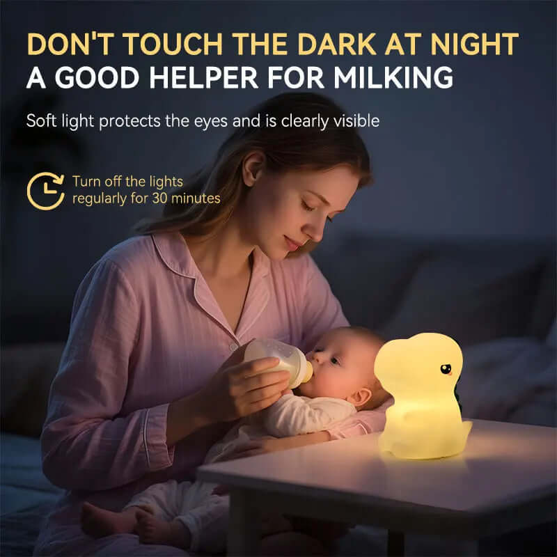 Veilleuse Dinosaure – Lumière Colorée ou Chaude, Minuterie & Rechargeable TechVisio