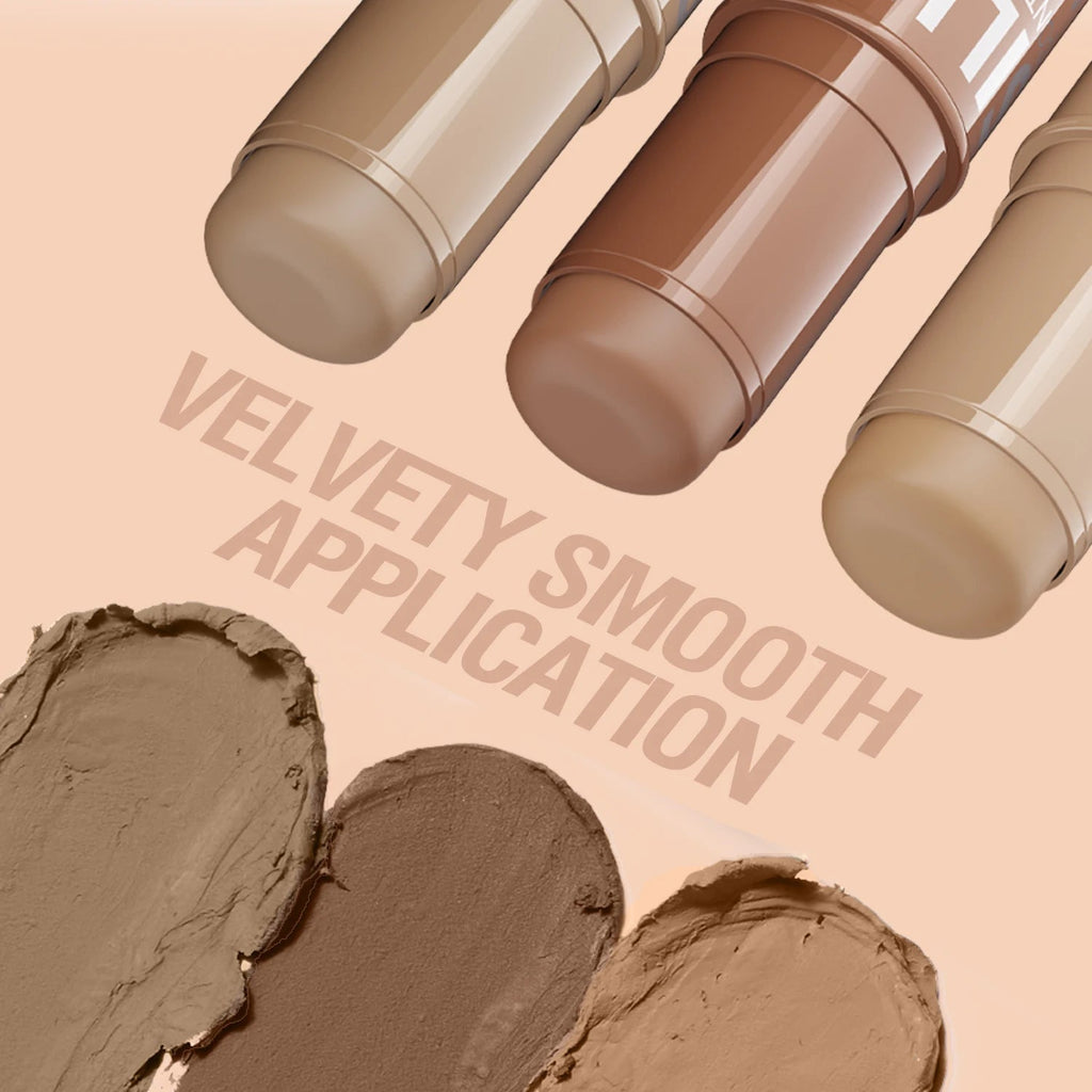 LANGMANNI Tri-Color Multi-Functional Face Brightening Contour Stick Contouring & Brightening Skin-Perfecting Stick TechVisio