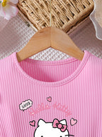 Hello Kitty Princess Kids Outfit, European & American Style Girls' Dress, Pink Rose Tulle Princess Dress TechVisio