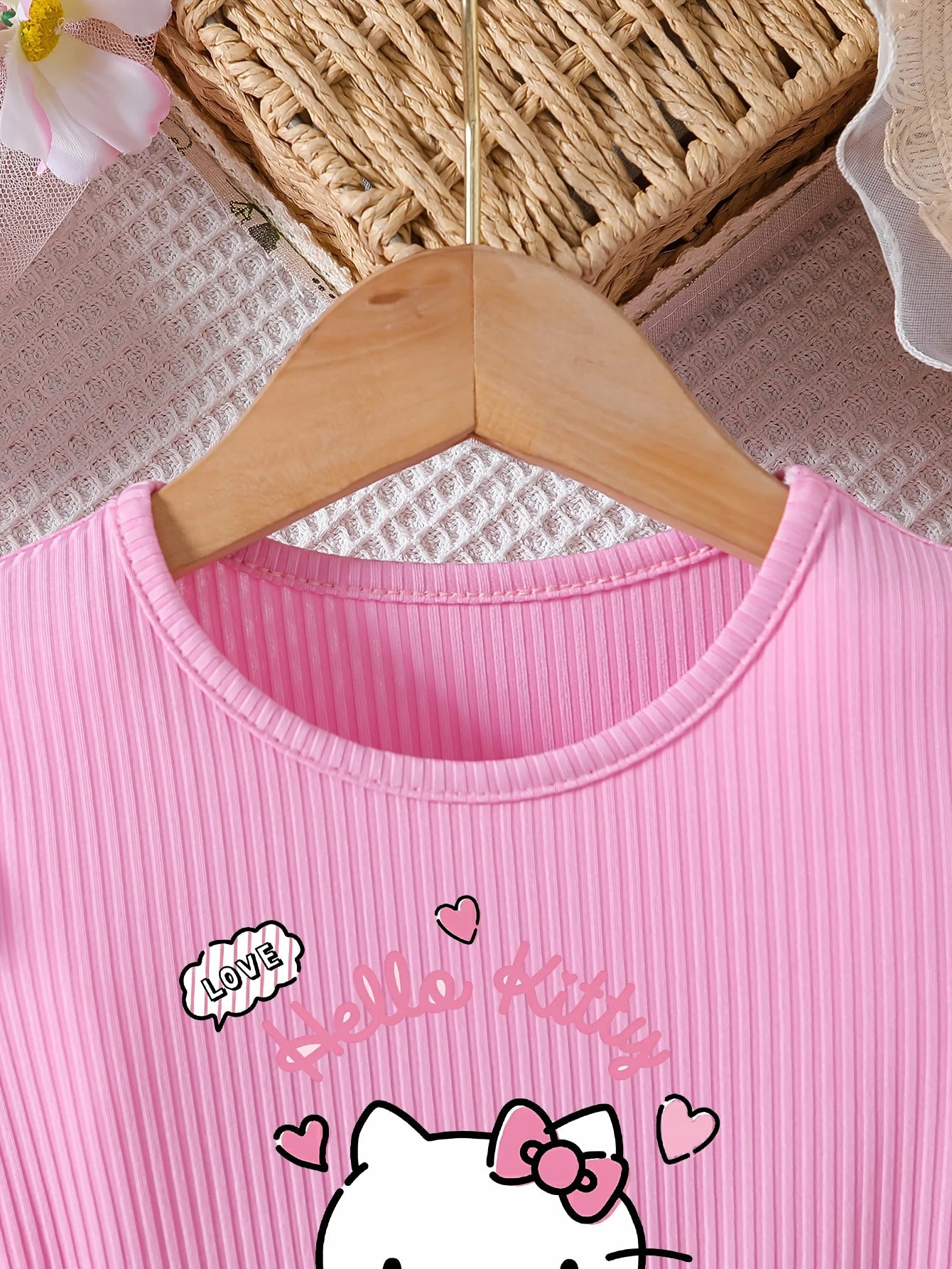 Hello Kitty Princess Kids Outfit, European & American Style Girls' Dress, Pink Rose Tulle Princess Dress TechVisio