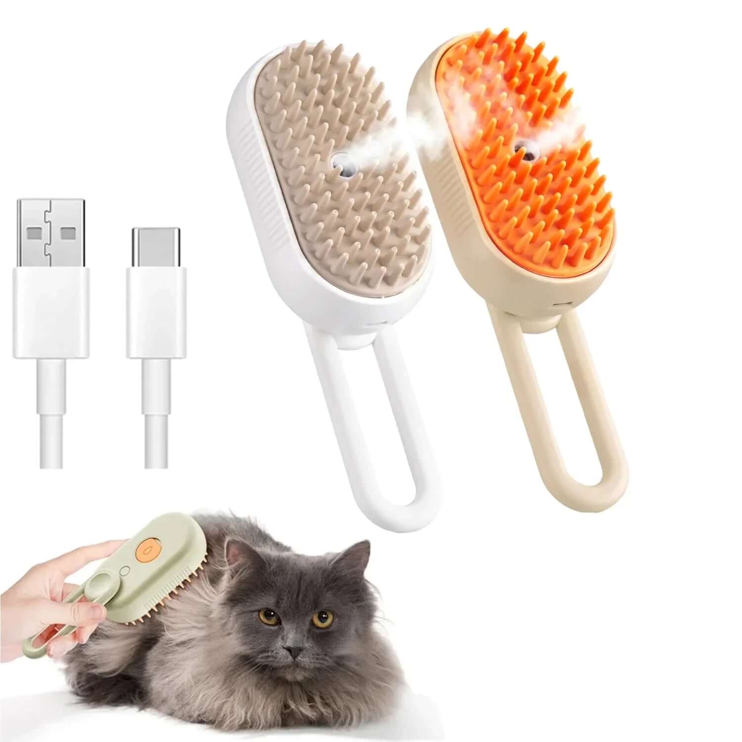 1~2pcs Steam Pet Brush 3-in-1 Massage Dog Steamy Brush Spray Beauty Tangled and Loose Hair Removal Cats Grooming Comb Dogs TechVisio