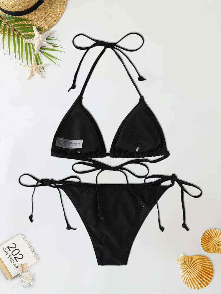 Bikini Triangle String Noir Brésilien – Sexy Plage XS à L TechVisio