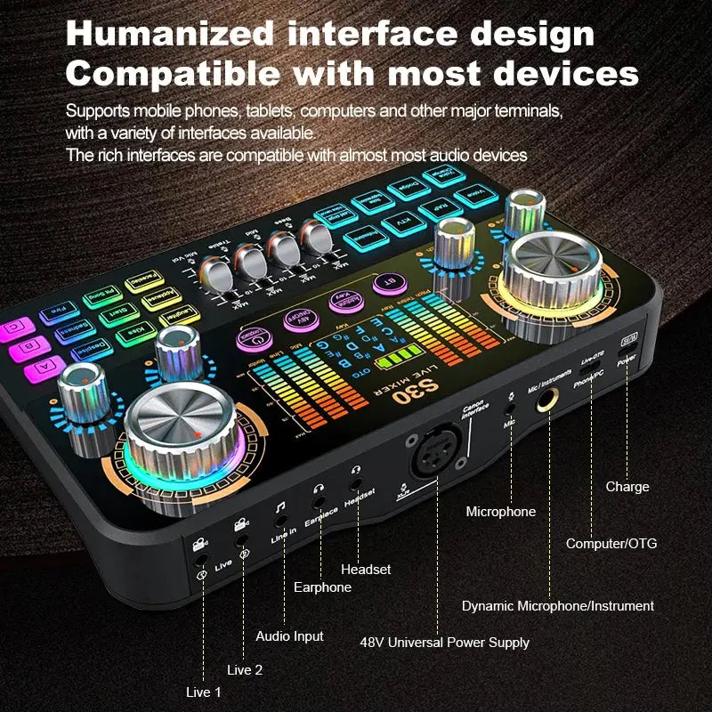 Table de Mixage FUHAM S30 – Carte Son DJ | Effets & Changeur de Voix TechVisio