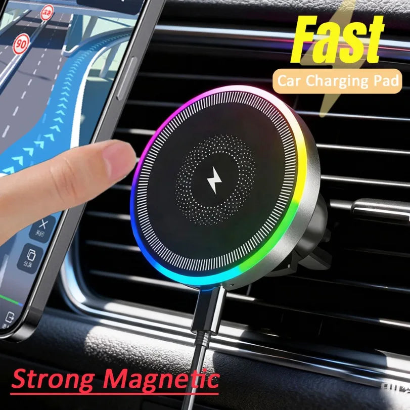 Support Voiture VIKEFON RGB – MagSafe | Sans Fil | 360° | iPhone 12-16