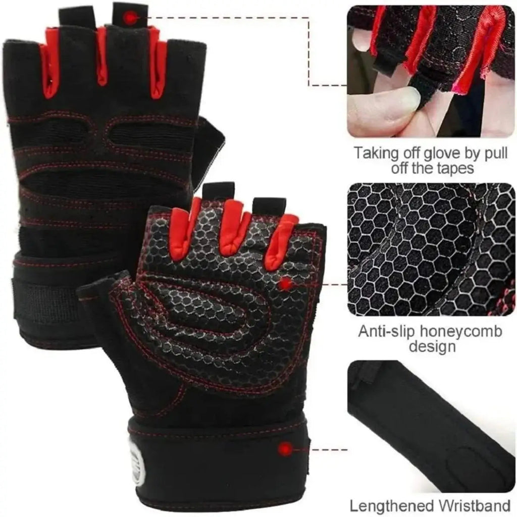 Gym Gloves for Men Women Fitness Weight Lifting Wristband Gloves Body Building Training Sports Exercise Cycling Glove Shockproof TechVisio