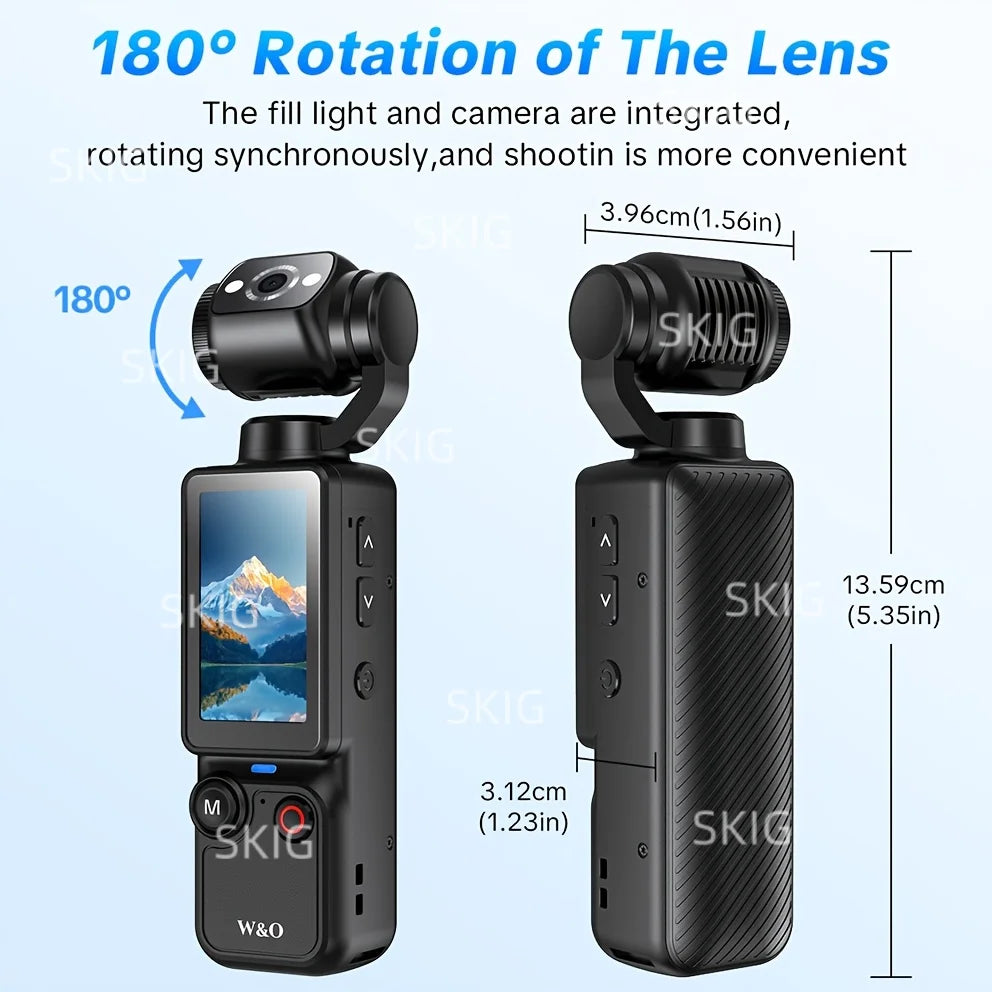 SKIG 1080P FHD Vlogging Camera – 180° Rotation | CMOS | Black & White