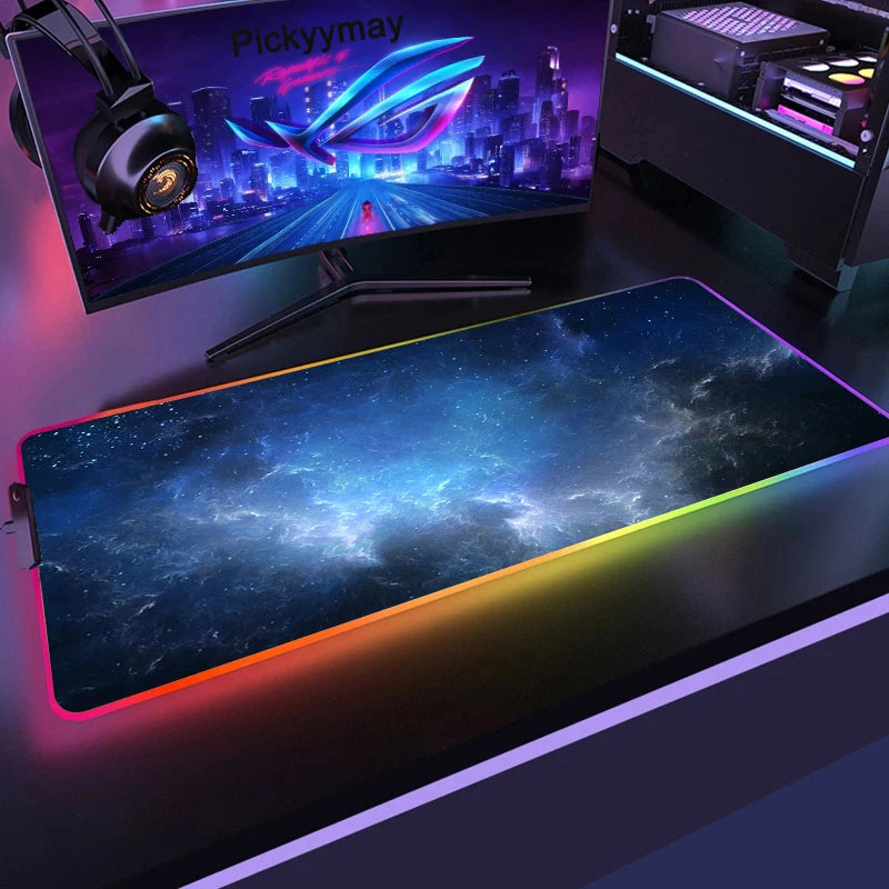 XXL RGB Gaming Mouse Pad — LED Lighting, Space Galaxy Pattern, Non-Slip — All Sizes
