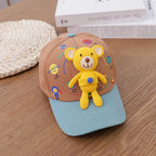 3D Bear Kids Baseball Hat Cartoon Doll Children Peaked Cap 1-5year Baby Duck Tongue Hat Cute Boys Girls Outdoor Sunscreen Visors TechVisio