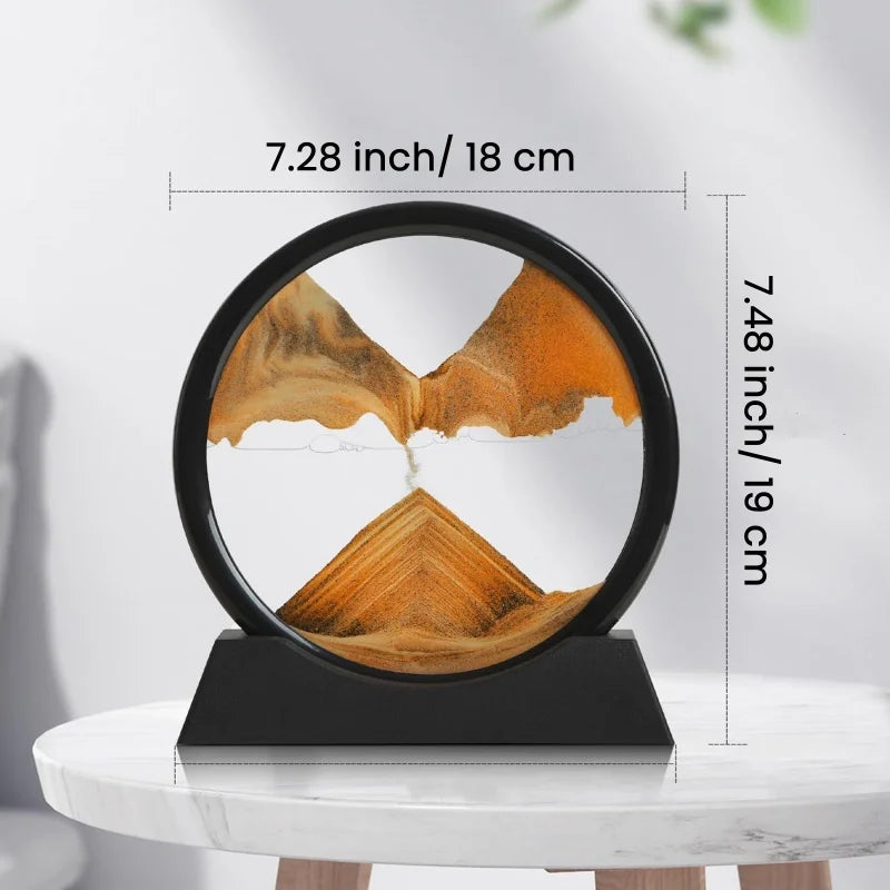 3D Hourglass Quicksand Moving Sand Art Picture Round Glass Deep Sea Sandscape Craft Flowing Painting Home Office Work Decor TechVisio