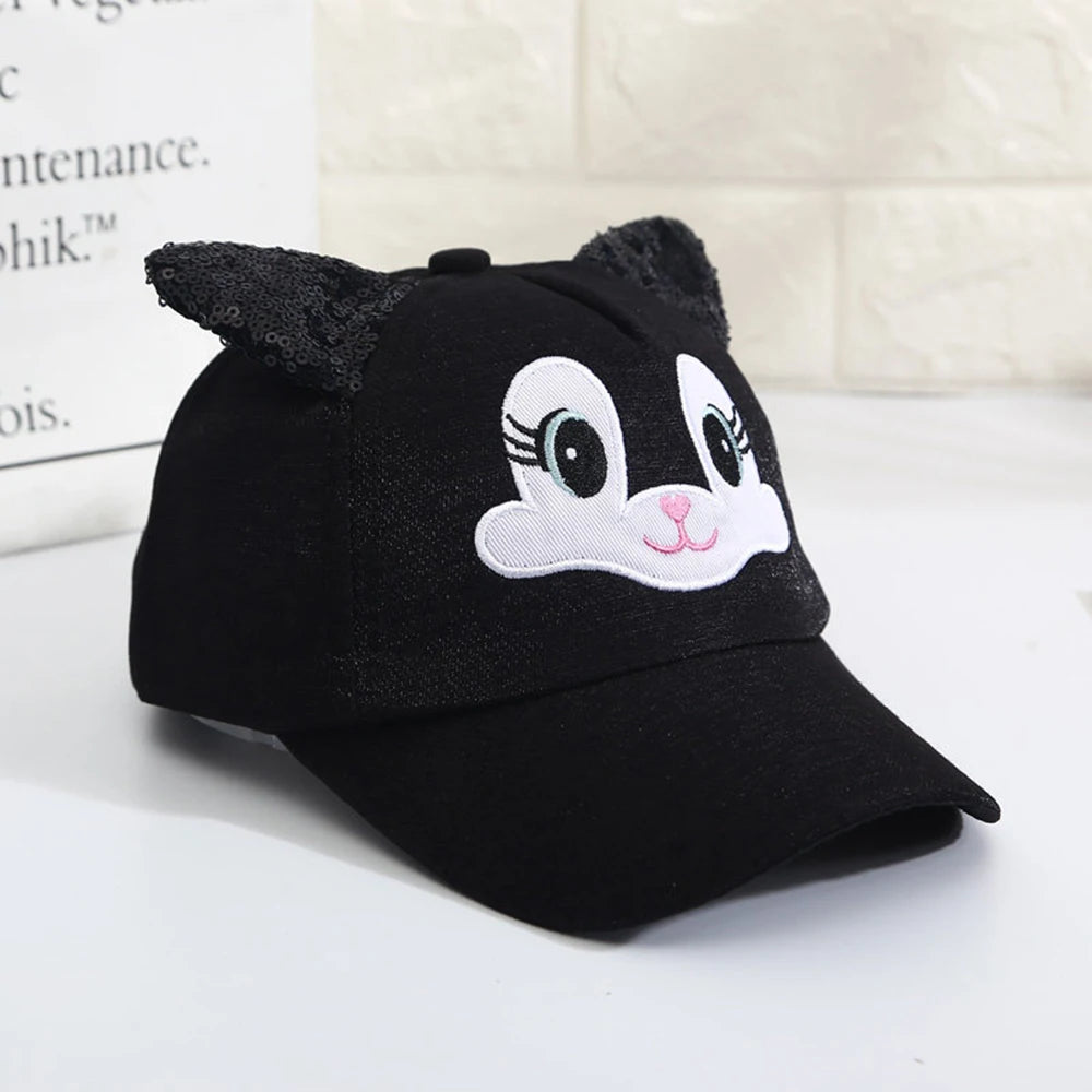 Summer Children's Caps New Cute Cartoon Cat Ear Girls Hats Adjustable Baseball Cap For Kids Children Girl Sun Hat 2-8 Years TechVisio