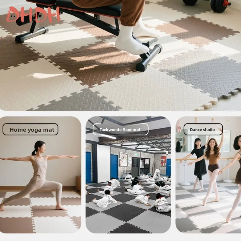 Gym Floor Mat for Home Workout Anti-Slip Rubber Exercise Mat with Interlocking Design, Durable Fitness Rug Weightlifting & Yoga TechVisio