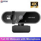 4K Webcam Video Camera 2K Autofocus Streaming Web Cam With Microphone Full HD 1080P Webcams for PC/Computer/Laptop TechVisio