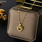 Collier Pendentif Cœur Cristal Acier – Style Coréen Femme Tendance Marisa