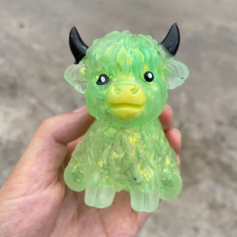Cute Maltose Squishy Glitter Highland Cow Squeeze Toys Soft Animal Slow Rising Anti Stress Relieve Anxiety Sensory Fidget Toy TechVisio