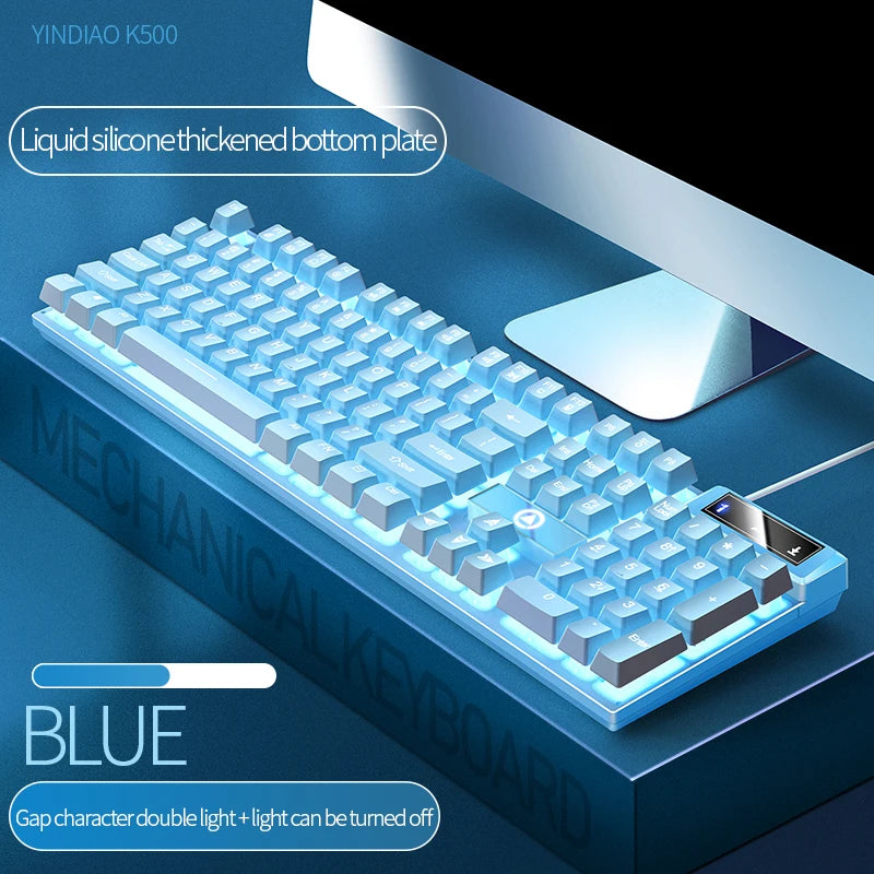 104 Keys Gaming Keyboard Wired Keyboard Color Matching Backlit Mechanical Feel Computer E-sports Peripherals for Desktop Laptop TechVisio