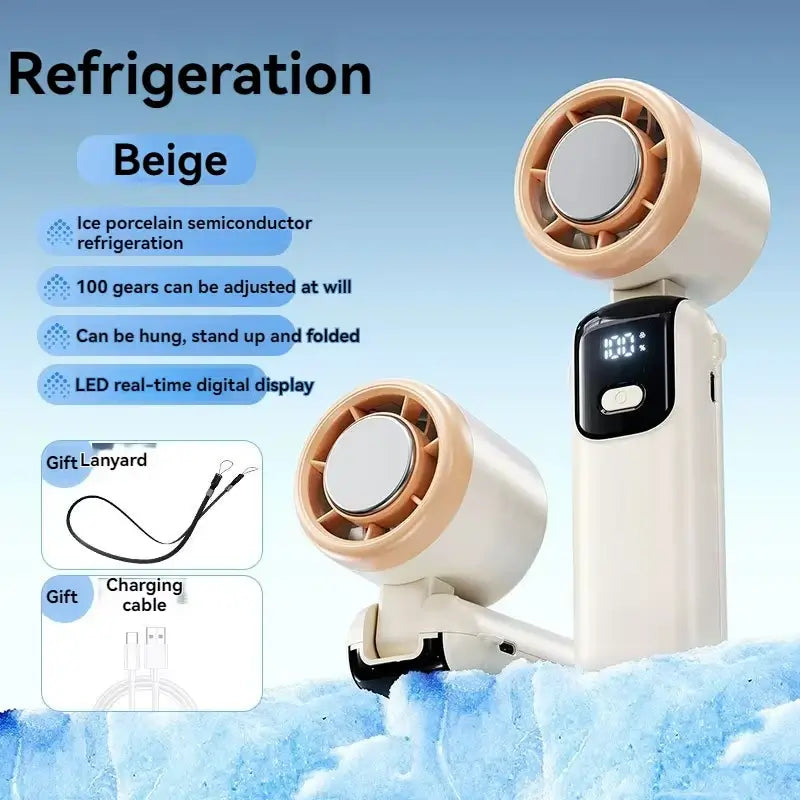 Ventilateur Portable Pliable USB + Poche à Glace – 100 Vitesses TechVisio