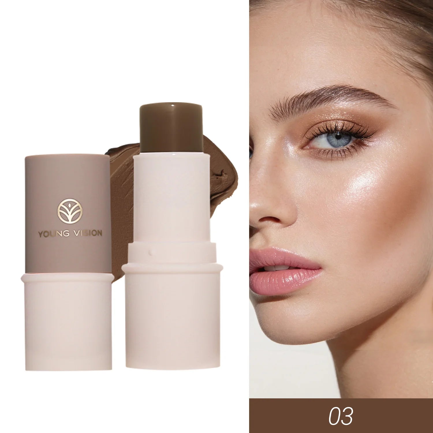 LANGMANNI Tri-Color Multi-Functional Face Brightening Contour Stick Contouring & Brightening Skin-Perfecting Stick TechVisio
