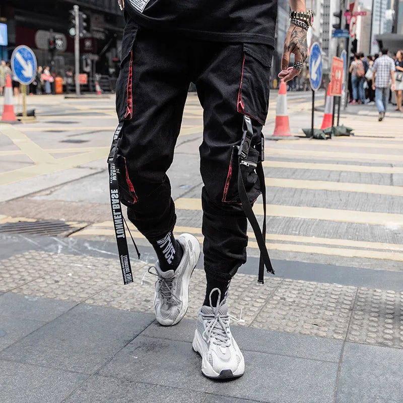 Thin Streetwear Casual Pants Men Ribbons Harem Jogging Pants Male Slim Fit Spring Cargo Pants Multi-Pockets Women Trouser K1299 TechVisio