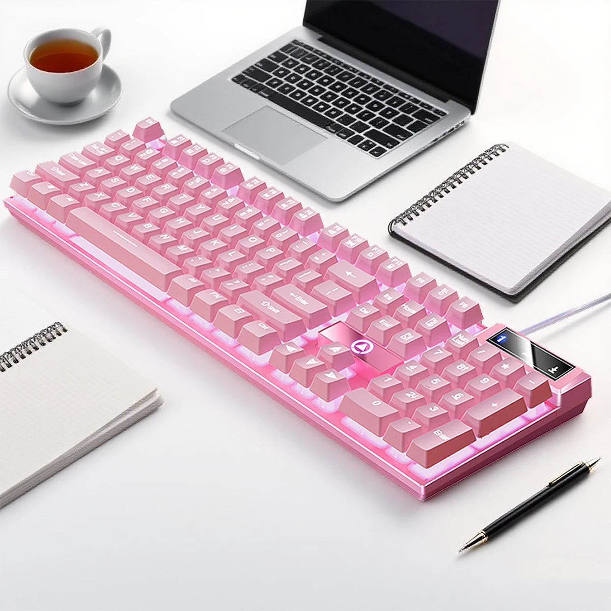 YINDIAO K500 Wired  Keyboard Gaming  Laptop Desktops PC Computer Office Accessories Low Profile Gamer Keyboards With Numpad TechVisio