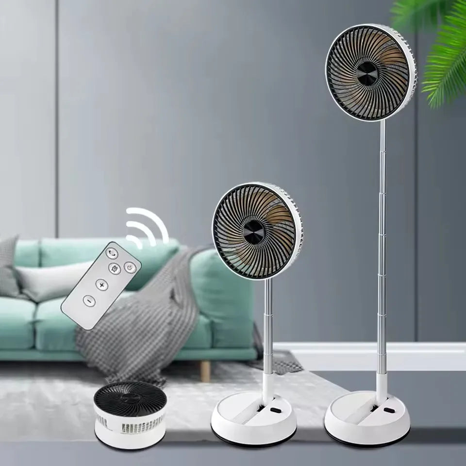 Portable Folding Fan 6000mAh USB Remote Control Air Cooler Silent Rechargeable Wireless Floor Standing Fan For Outdoor Home TechVisio