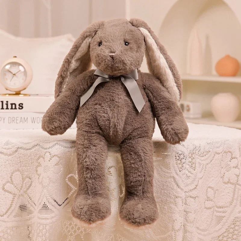 Peluche Lapin Longues Oreilles – 30cm & 40cm, Gris & Crème