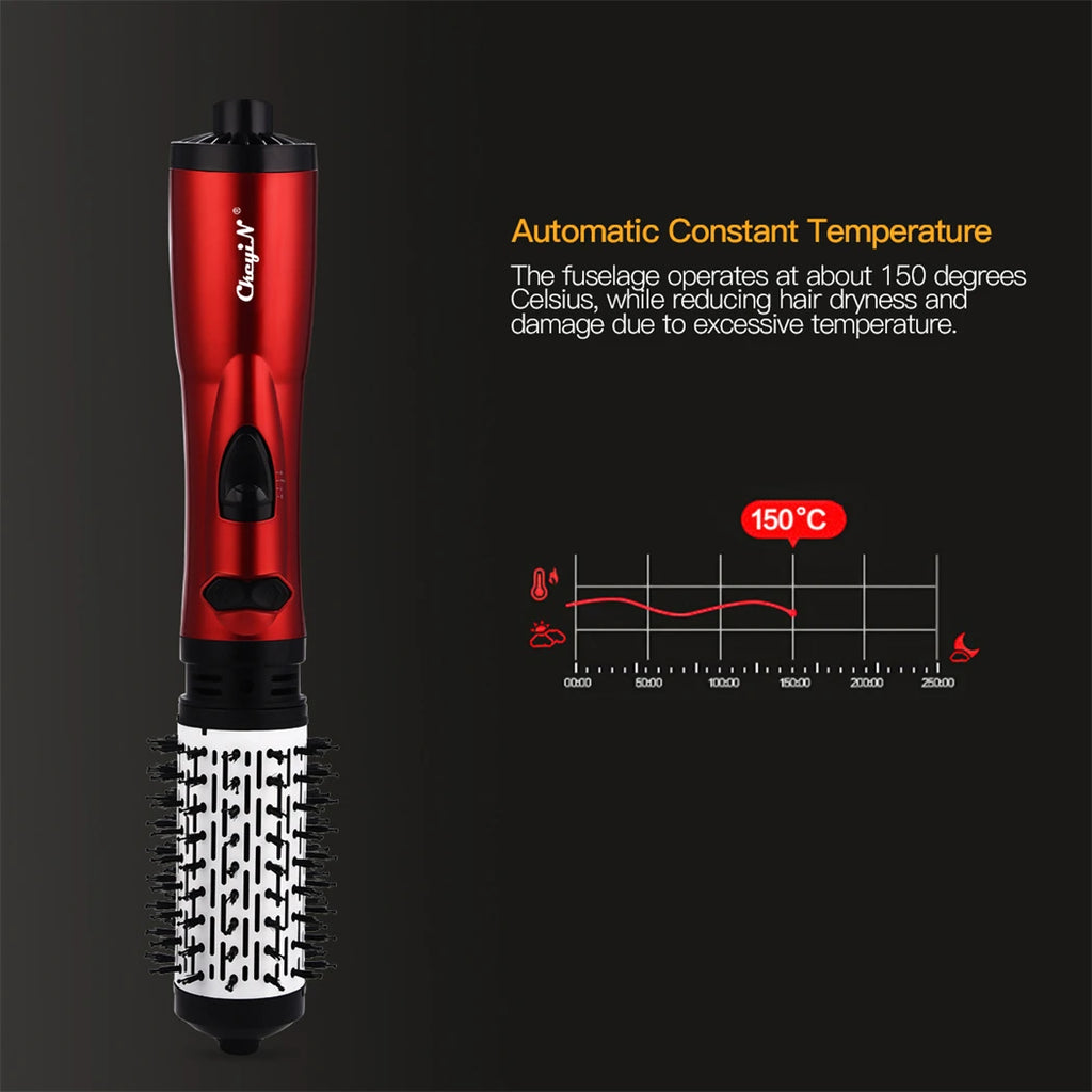 Brosse Soufflante Rotative 2-en-1 – Lissage & Boucles, 750W, Céramique