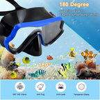 Mask Snorkel Fin Set Panoramic View Snorkel Mask Adjustable Dive Flipper Dry Top Snorkel and Travel Bag Snorkel Gear for Adults TechVisio