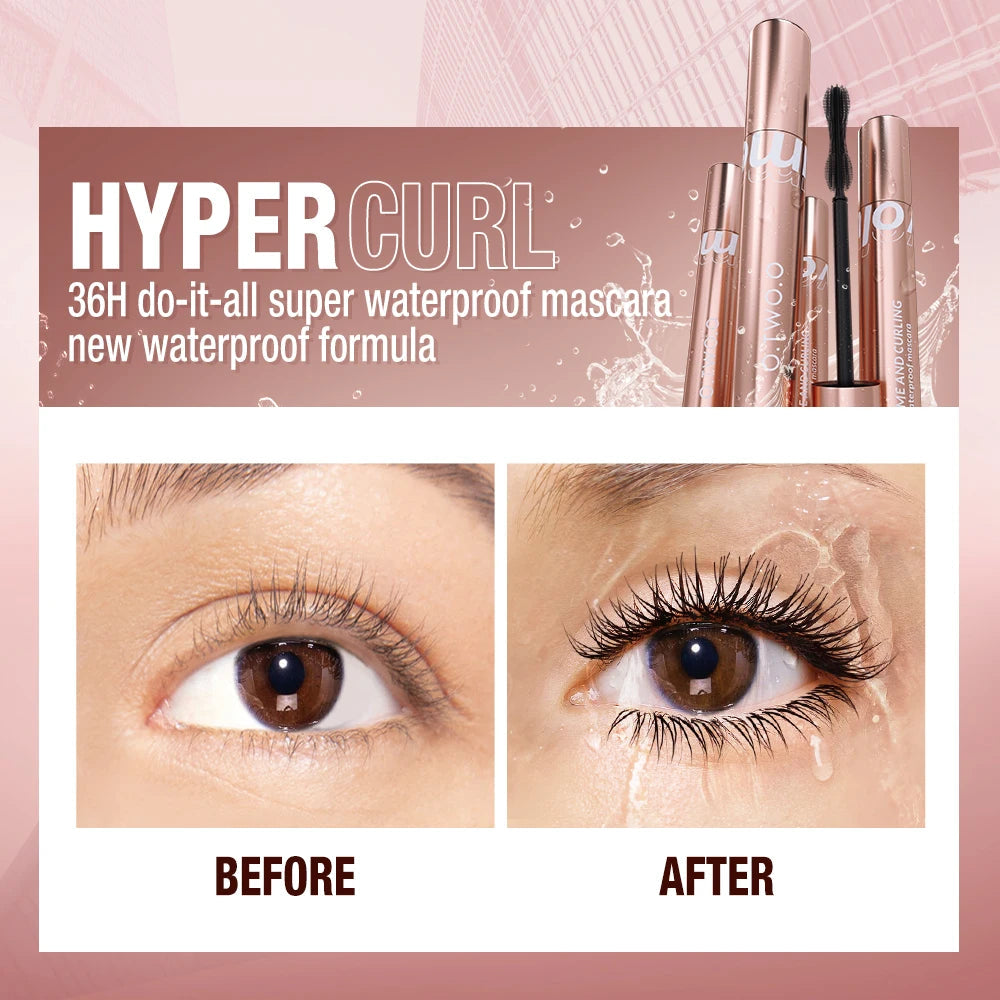 O.TWO.O Mascara Waterproof 4D Silk Fiber Curling Volume Lashes Thick Lengthening  Nourish Eyelash Extension High Quality Makeup TechVisio