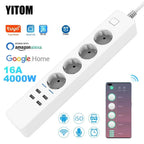 Multiprise Connectée WiFi YITOM – 4 Prises EU + 4 USB | Alexa Google Home TechVisio