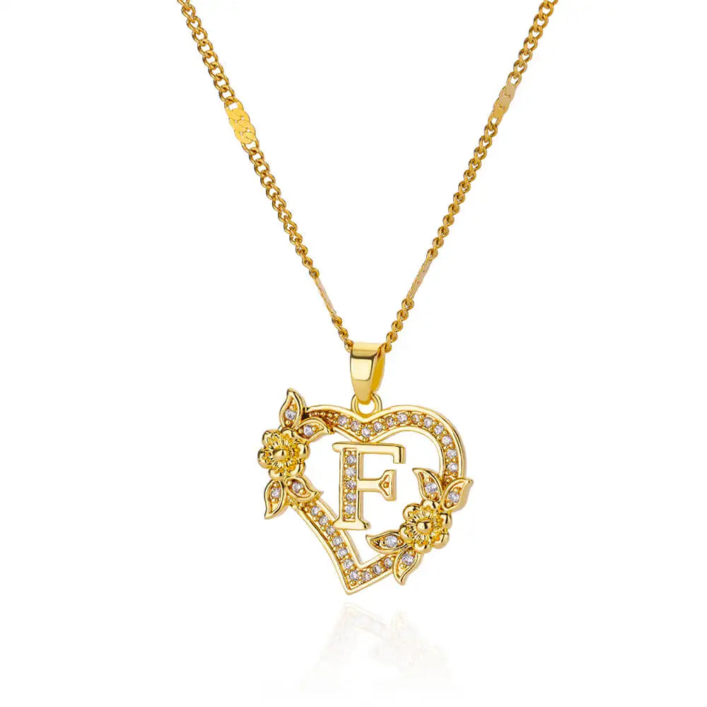 Collier Initiale Lettre Zircon – Acier Inoxydable Doré | A à Z