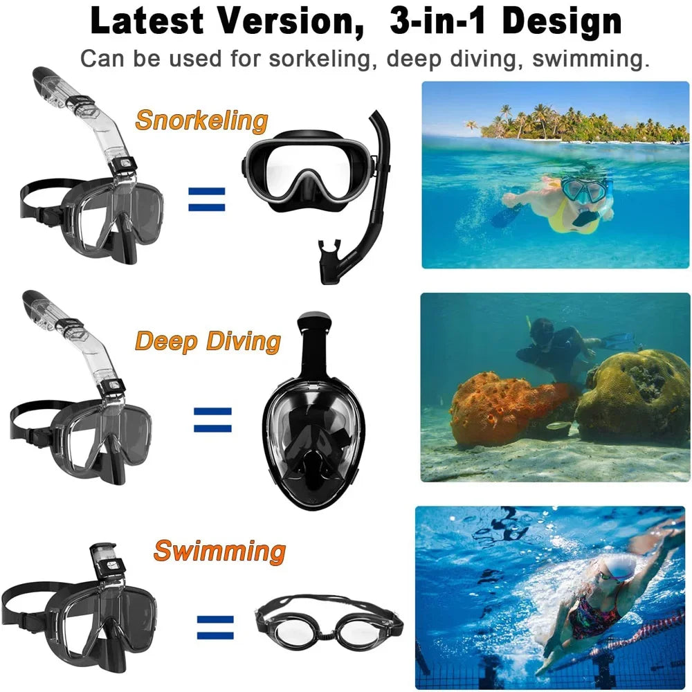Underwater Snorkeling Half face Face Children Swimming Mask Set Scuba Diving Respirator Masks Anti Fog Safe Breathing for Adult TechVisio
