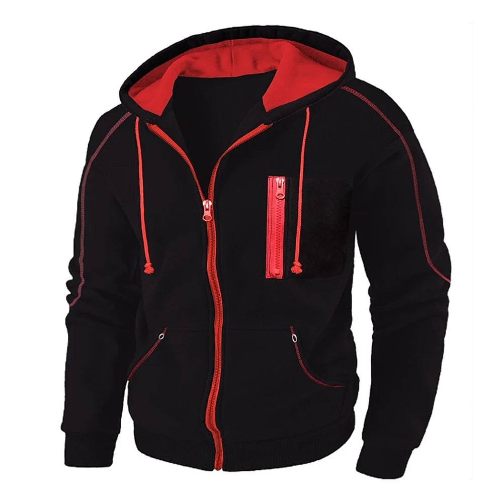 Men's Full Zip Hoodie Jacket Hooded Plain Pocket Sports Outdoor Daily Sports Hot Stamping Designer Basic Casual Sweatshirts TechVisio