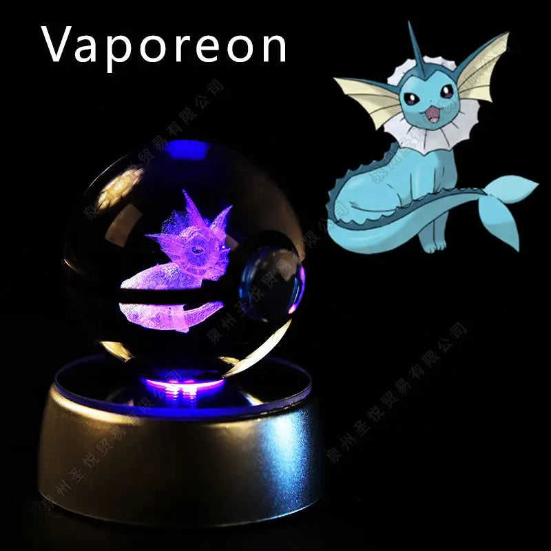 Boule de Cristal Pokémon 3D LED – 36 Personnages, Socle Lumineux, Cadeau TechVisio