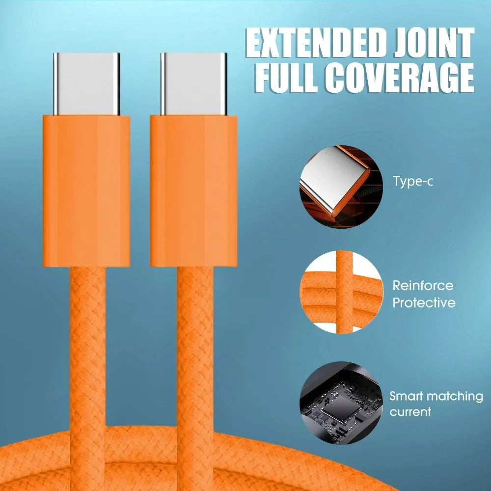 1/2/3m 60W Fast Charging Cable Data Line Type C To Type-C for Iphone 17 Pro Max USBC To C Cable Wire Cord for IPhone 15 16 17 TechVisio