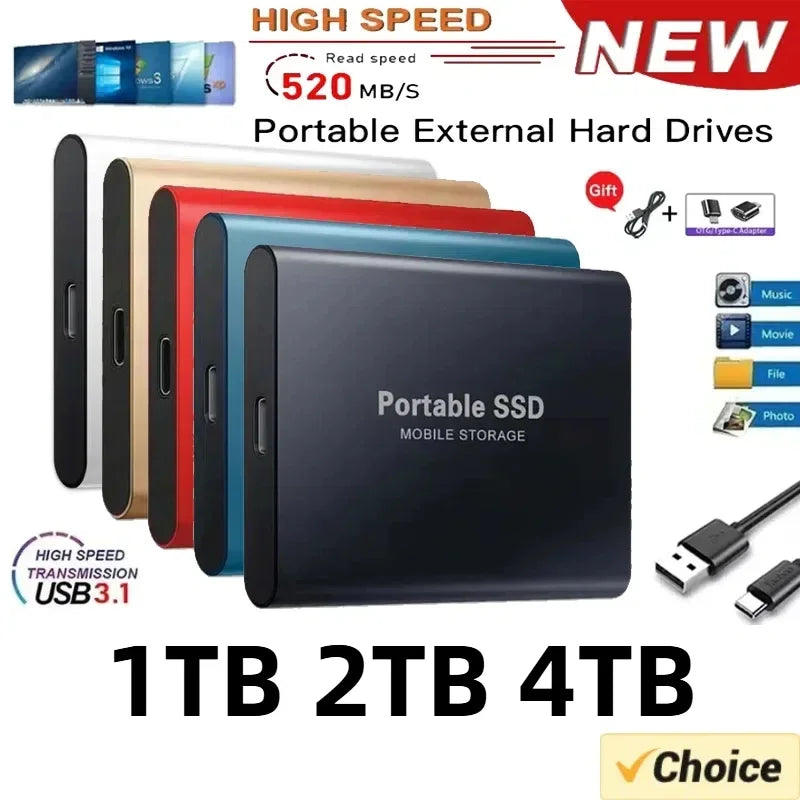 Stoßfeste externe tragbare SSD – 1 TB bis 16 TB, USB 3.2 Typ-C, Windows & Mac