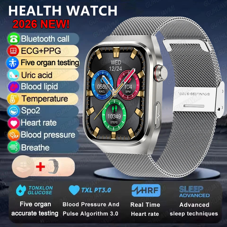 Smartwatch Gesundheit KI – EKG, SpO2, AMOLED, IP68