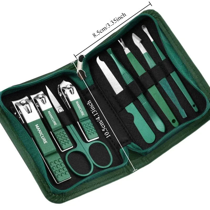 6-9 Pcs Manicure Set With Leather Case Professional Foot And Face Care Tool Kits Stainless Steel Nail Clipper Sets Gift TechVisio