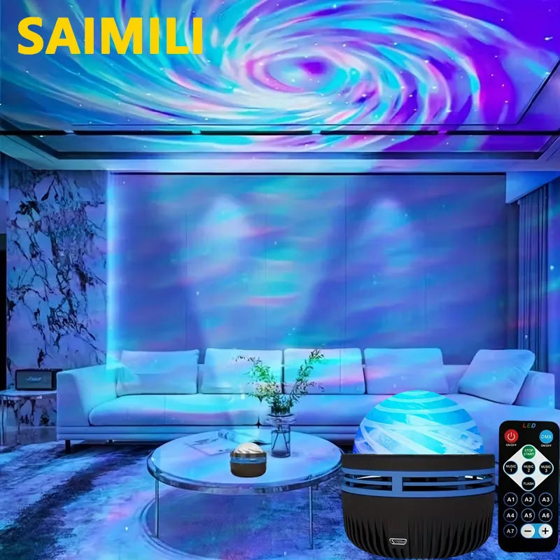 LED Starry Galaxy Projector Light RGB Smart Remote Control Star Aurora Lamp KTV USB for Home Room Camping Wedding Decorations TechVisio