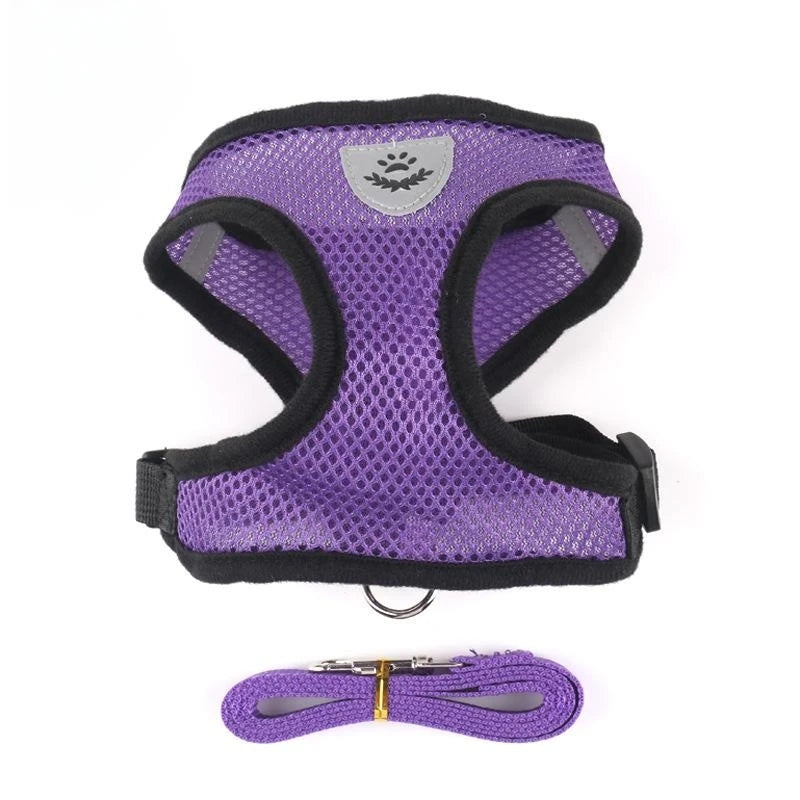 Cat Dog Harness with Lead Leash Adjustable Vest Polyester Mesh Breathable Harnesses Reflective Sti for Small Dog Cat Accessories TechVisio