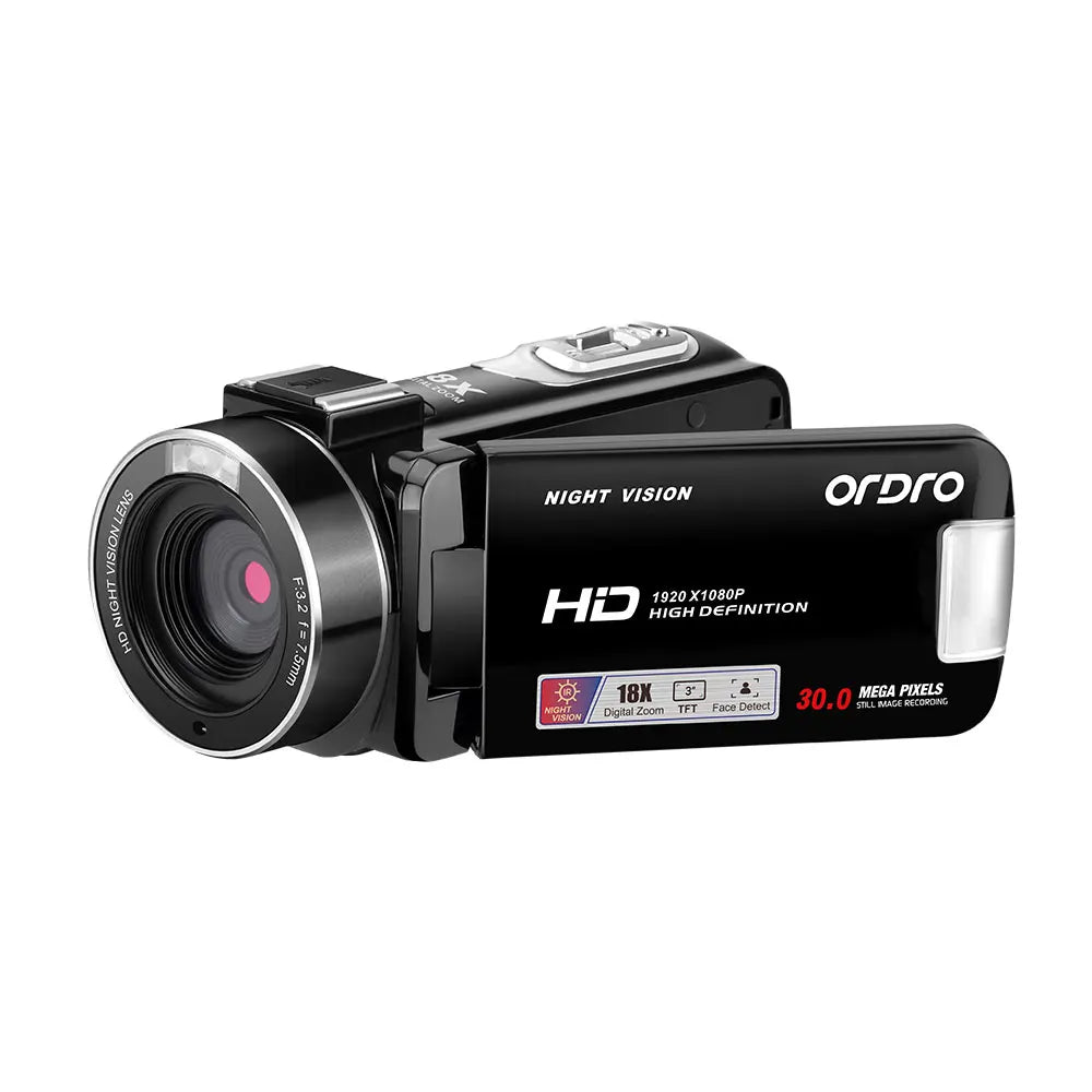 ORDRO B320 Camcorder – Full HD 1080P | IR Night Vision | 18x Zoom