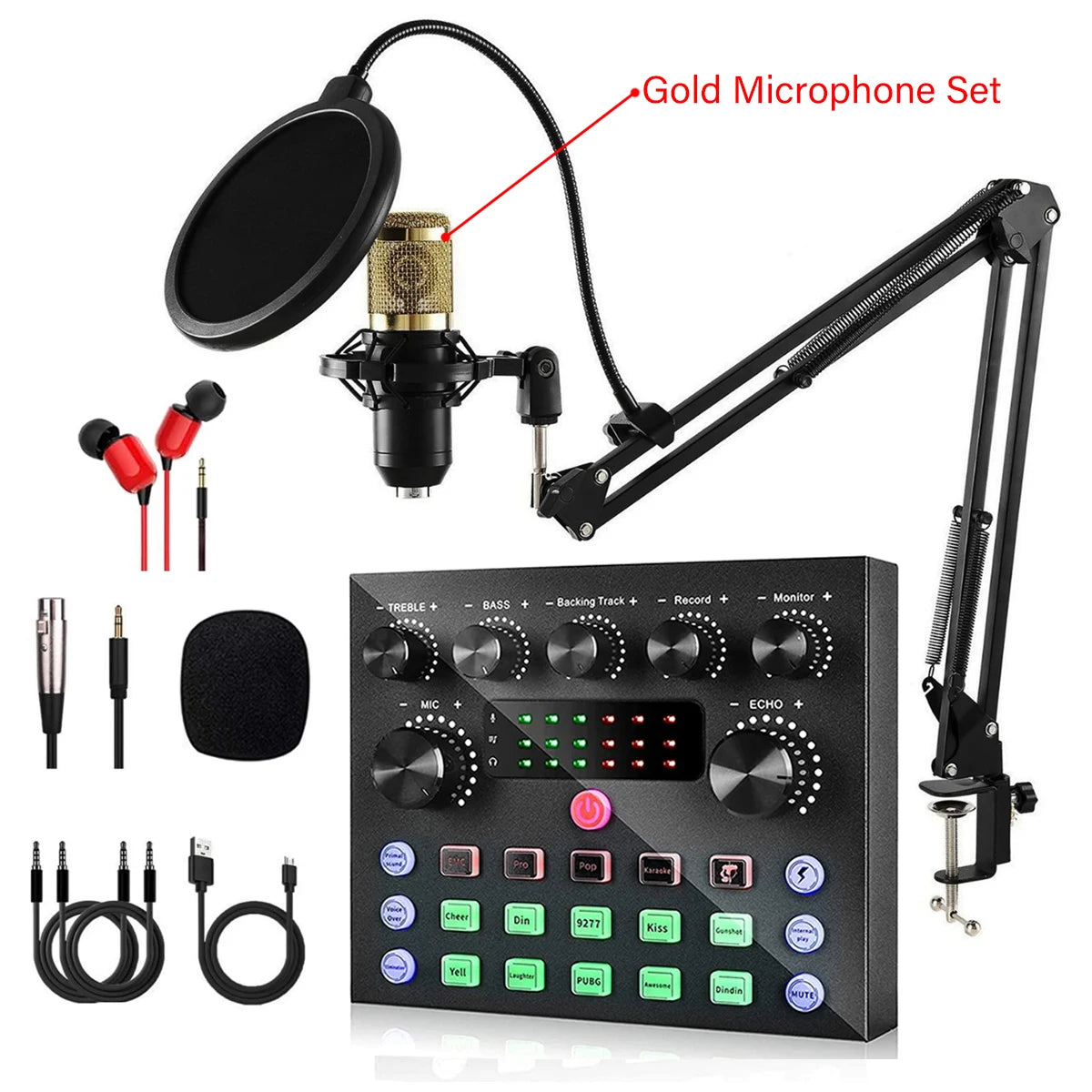 V8S Streaming Kit – Dual DSP Sound Card | BM-800 Mic | BT 5.0