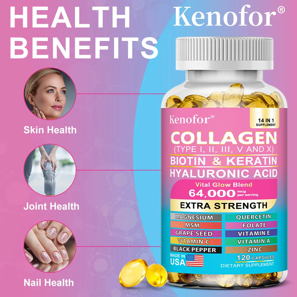 Kenofor Collagène 14-en-1 – Biotine, Kératine & Acide Hyaluronique