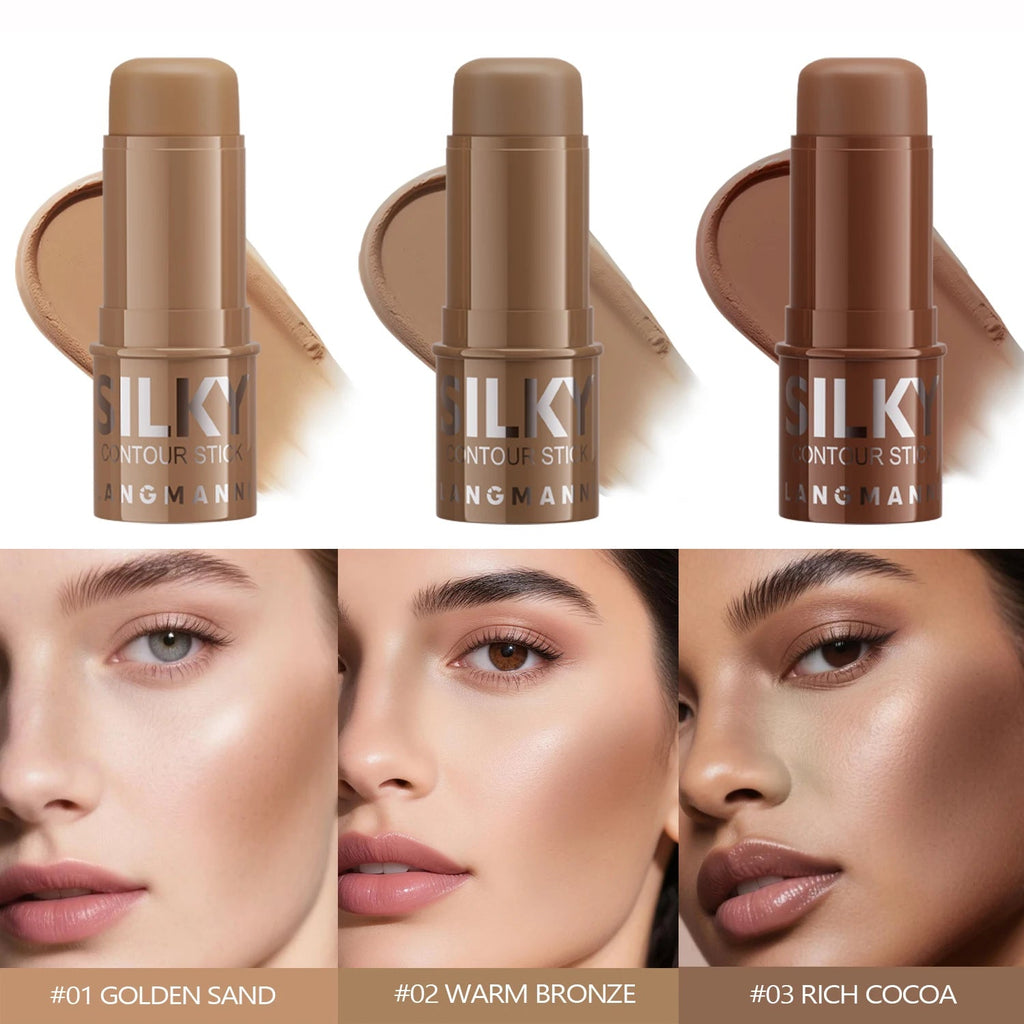 LANGMANNI Tri-Color Multi-Functional Face Brightening Contour Stick Contouring & Brightening Skin-Perfecting Stick TechVisio
