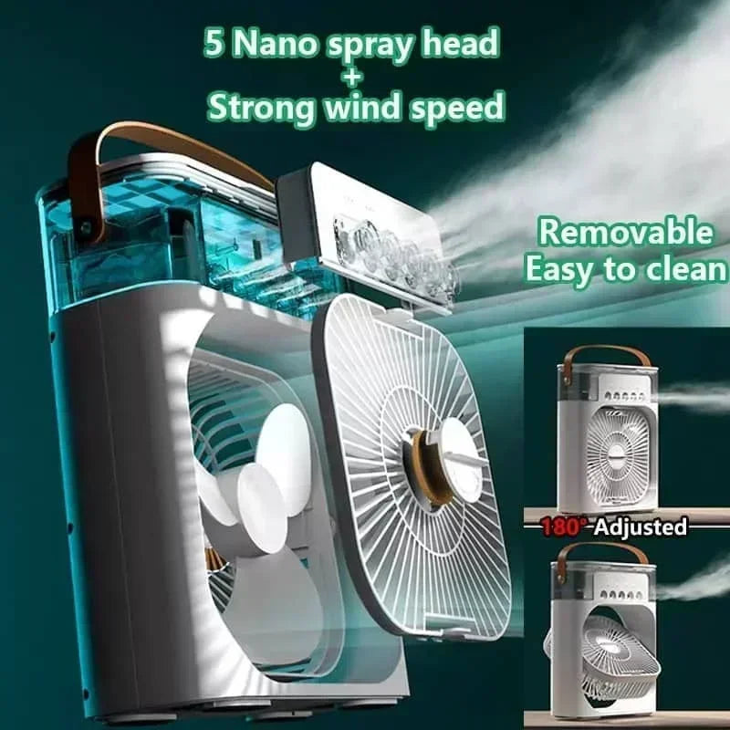 3 In 1 New Fan AIr Conditioner Household Small Air Cooler LED Night Light Portable Humidifier Air Adjustment Fan Office Home Fan TechVisio