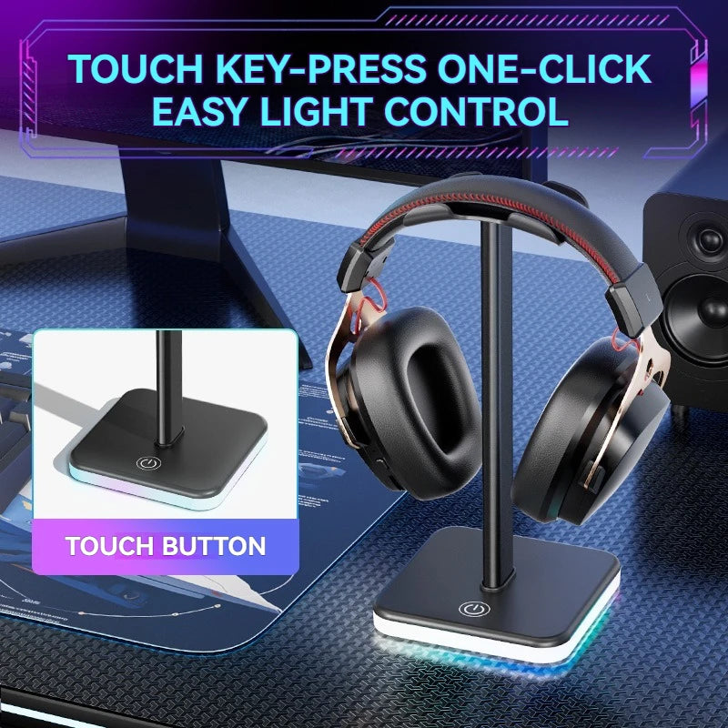 RGB Gaming Headset Ständer – Verstellbare LED-Beleuchtung | Aufbewahrung & Display für Kopfhörer