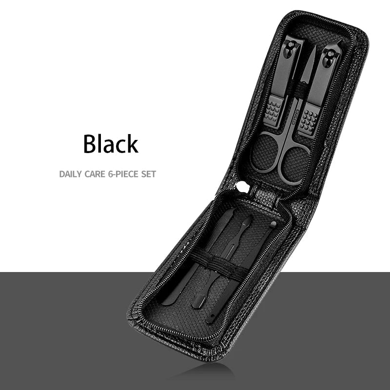 6-9 Pcs Manicure Set With Leather Case Professional Foot And Face Care Tool Kits Stainless Steel Nail Clipper Sets Gift TechVisio