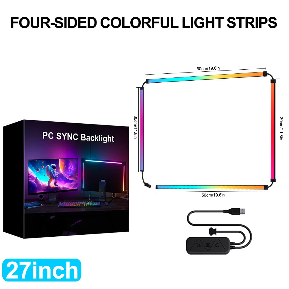 RGB Gaming Sync LED Strip – 24"-34" Monitor | Screen & Music Sync | App