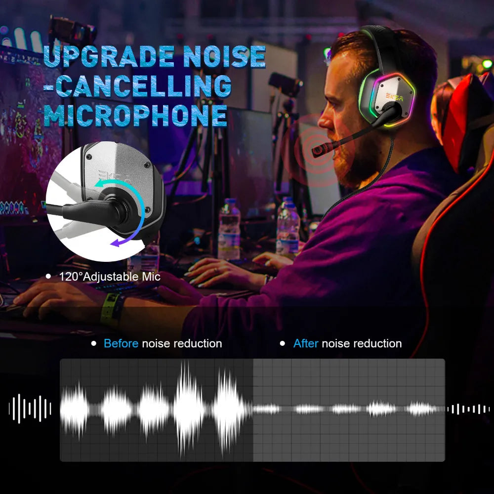 EKSA E1000 – 7.1 Surround Sound Gaming Headset with RGB Microphone USB