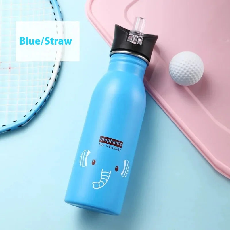500ML Stainless Steel Water Bottle with Straw Kawaii Water Bottle Children's Sport Bottle Leak Proof Durable Kettle Eco-Friendly TechVisio